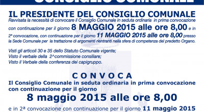 CONVOCAZIONE CONSIGLIO COMUNALE DEL 08 MAGGIO 2015
