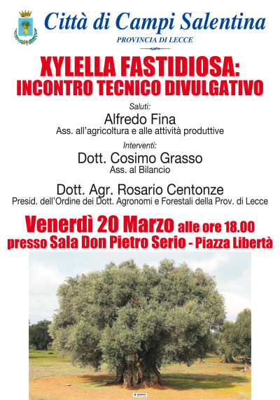 INCONTRO TECNICO- DIVULGATIVO XYLELLA FASTIDIOSA