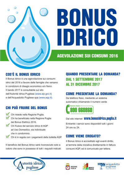 Bonus idrico -agevolazione sui consumi 2016-