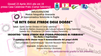 INAUGURAZIONE DELLA MOSTRA FOTOGRAFICA   LA RETE DELLE STRADE DELLE DON...