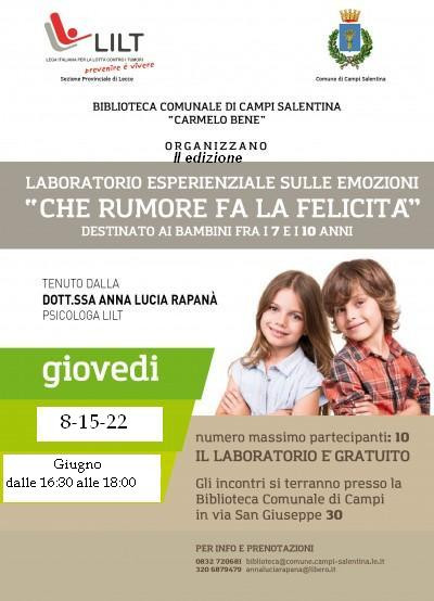 SECONDA EDIZIONE LABORATORIO SULLE EMOZIONI